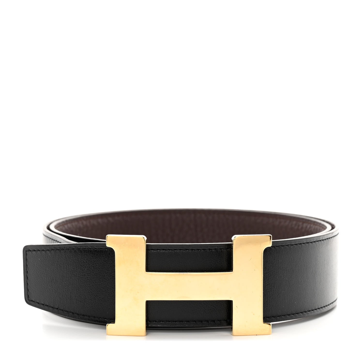 Hermes Box Togo 32mm Constance Belt 85 34 Black Chocolate 1 of 8