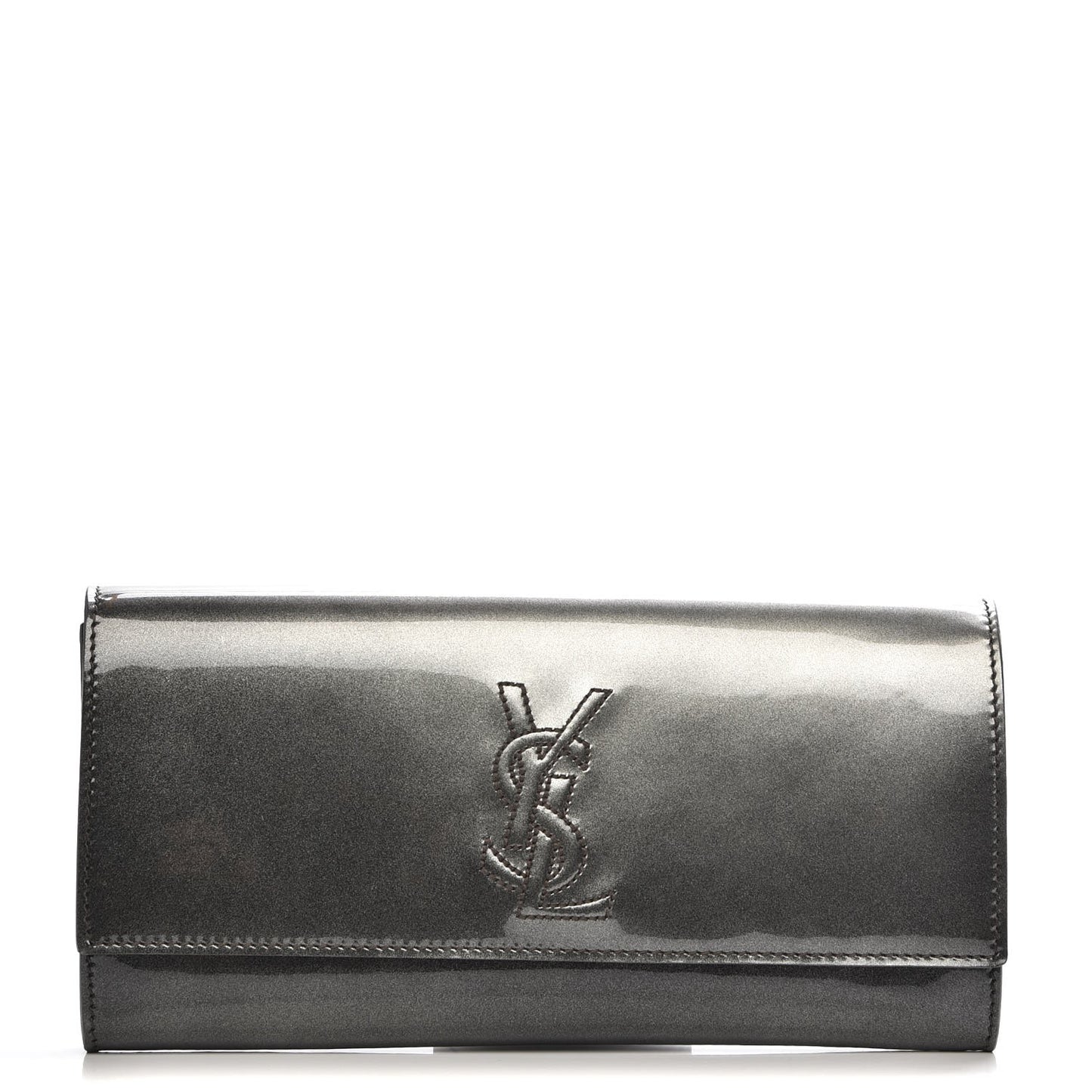 Textured Patent Calfskin Small Belle De Jour Clutch Green