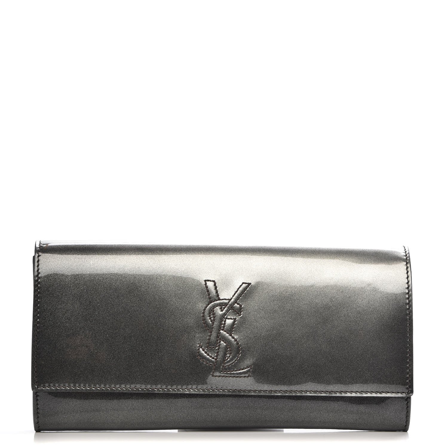 Saint Laurent Textured Patent Calfskin Small Belle De Jour Clutch Green 1 of 7