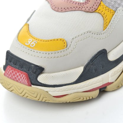 Balenciaga Mesh Nubuck Womens Triple S Sneakers 36 White Gris Jaune Rose 10 of 17
