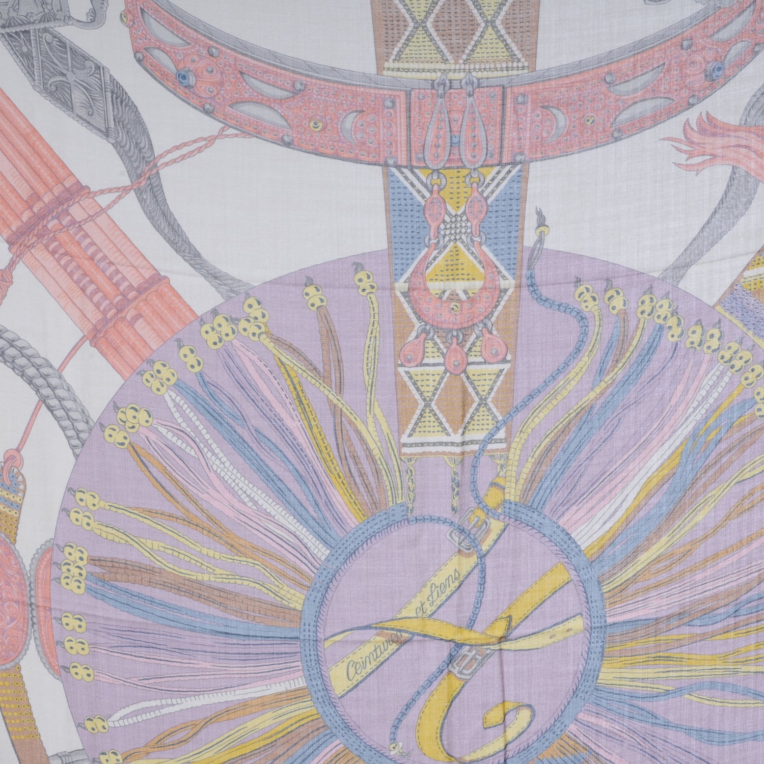 Hermes Cashmere Silk Ceintures et Liens Shawl 140 5 of 9
