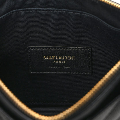 Saint Laurent Grain De Poudre Chevron Monogram Large Bill Pouch Black 6 of 11