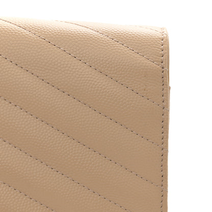 Saint Laurent Grain De Poudre Matelasse Chevron Monogram Chain Wallet Nude Powder 11 of 11