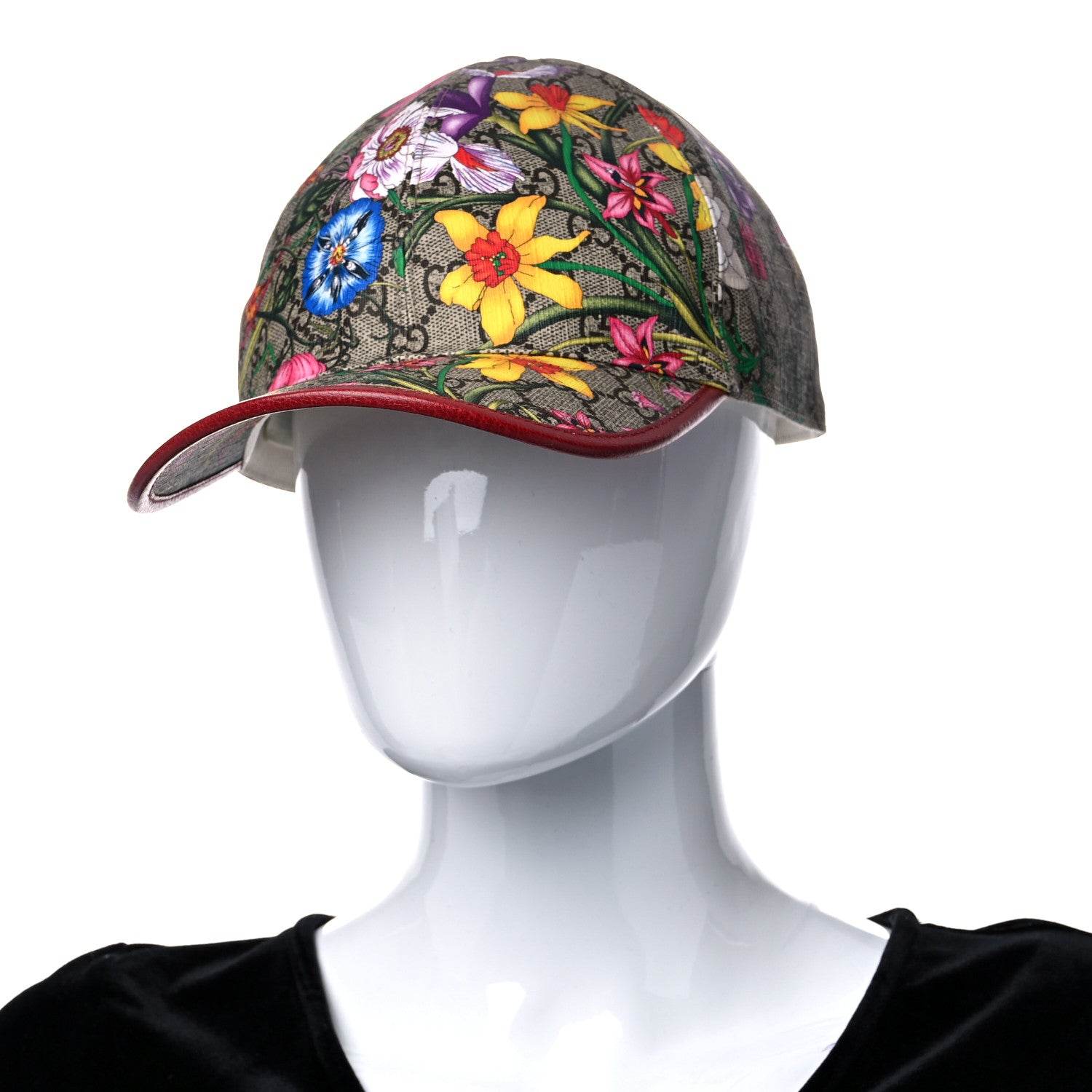 Gucci GG Supreme Flora Claudia Baseball Hat 59 XL Red 2 of 9