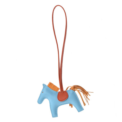 Hermes Milo Lambskin Grigri Rodeo Horse Bag Charm PM Celeste Naturel Bouton D'Or Cornaline 1 of 5