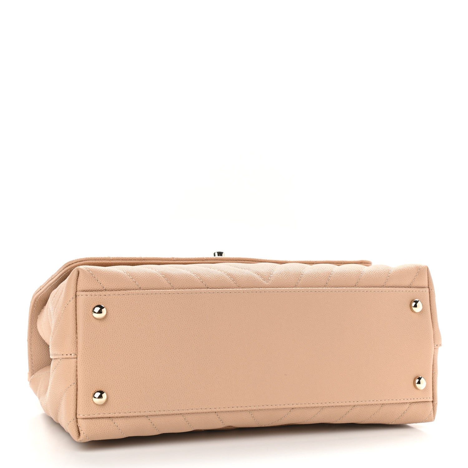 Chanel Caviar Chevron Quilted Small Coco Handle Flap Beige 4 of 9