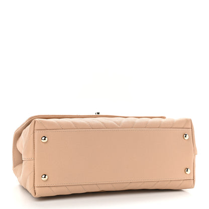 Chanel Caviar Chevron Quilted Small Coco Handle Flap Beige 4 of 9