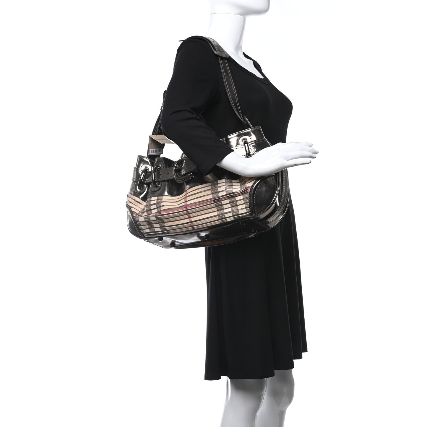 Metallic Patent House Check Sliced Beaton Pewter