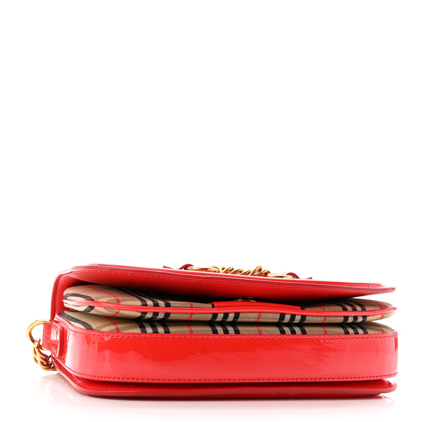 Patent 1983 Knight Check Link Shoulder Bag Bright Red