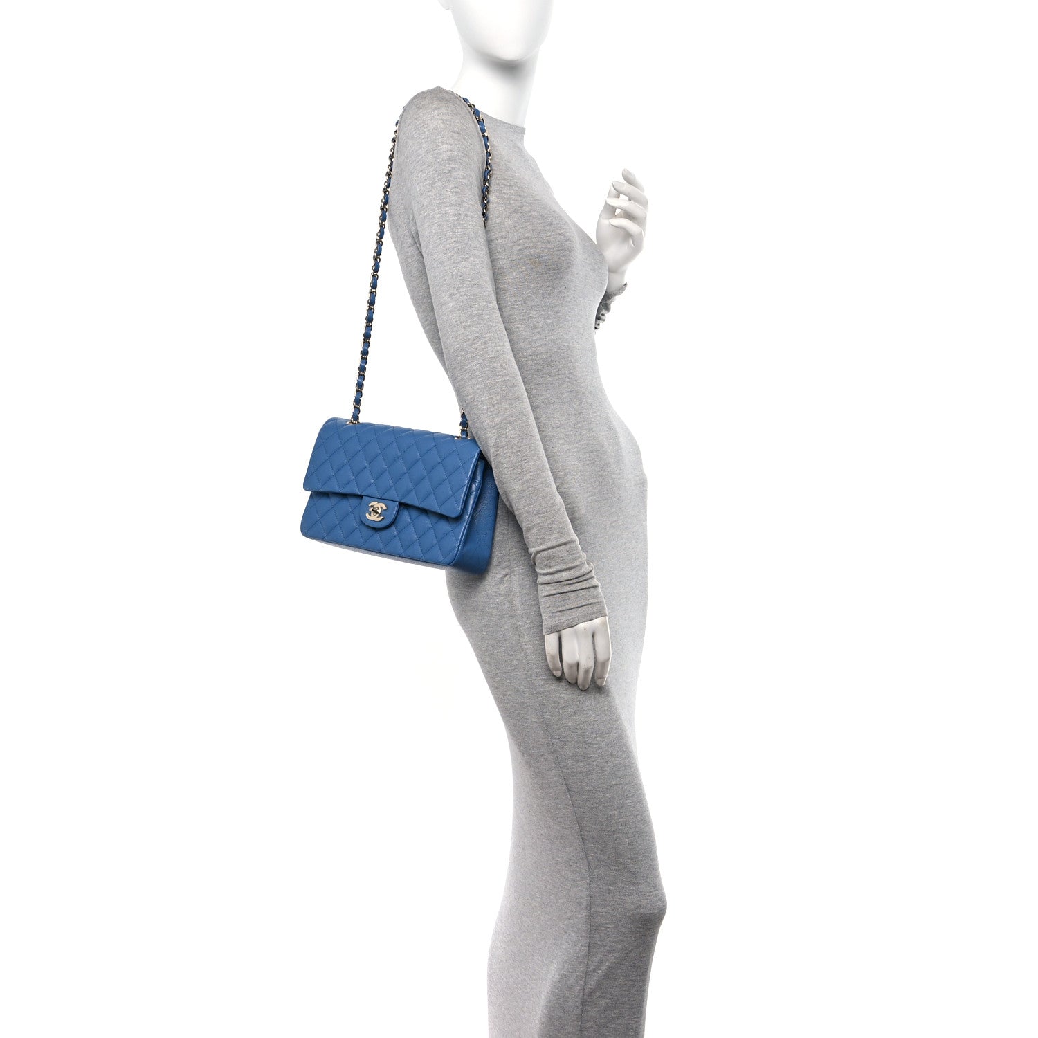 Chanel Caviar Quilted Medium Double Flap Blue 2 of 11