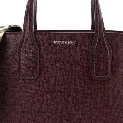 Burberry Derby Calfskin House Check Small Banner Tote Mahogany Red 7 of 11