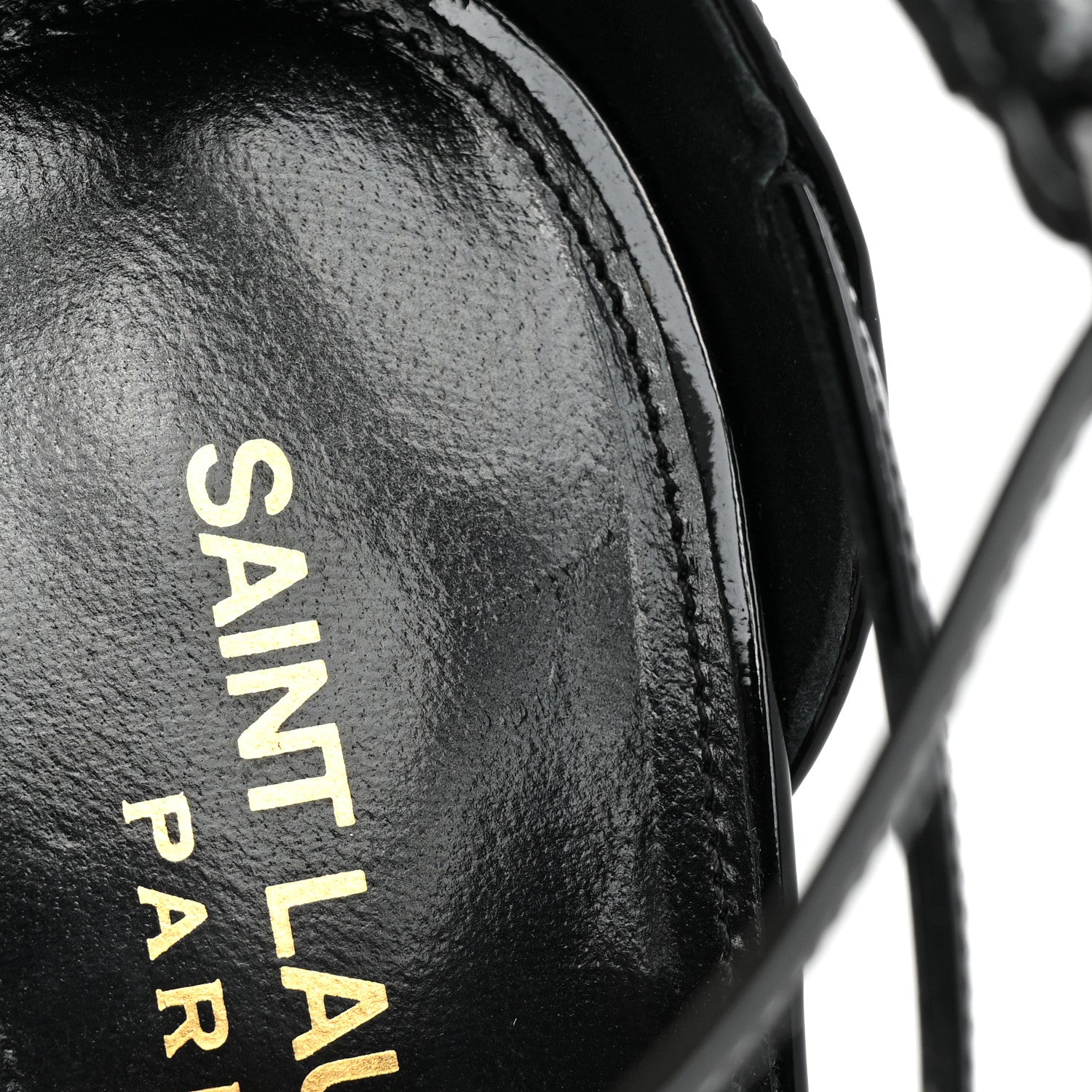 Saint Laurent Calfskin Cassandra 110 Sandals 38.5 Black Gold 9 of 14