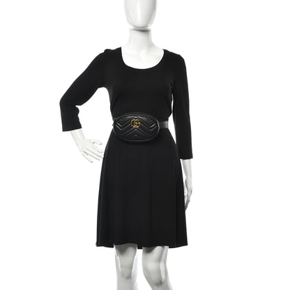 Gucci Calfskin Matelasse GG Marmont Belt Bag 85 34 Black 2 of 14