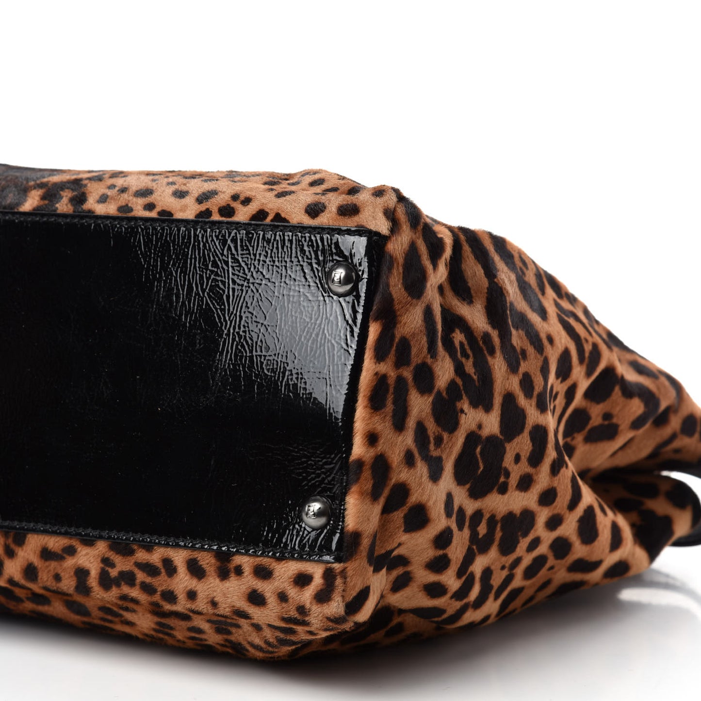 Calf Hair Leopard Print Zucca Large Peekaboo Iconic Satchel Tobacco