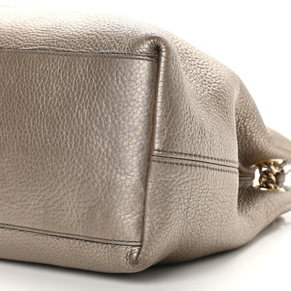 Gucci Metallic Pebbled Calfskin Medium Soho Chain Shoulder Bag Golden Beige 9 of 11