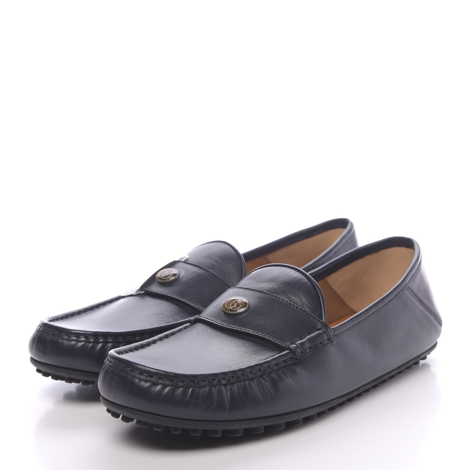 Gucci Nappa Mens GG Driver Loafers 9 Blue 3 of 11