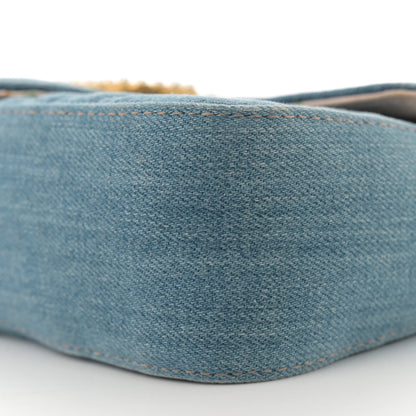 Gucci Denim Matelasse Mini Pearly GG Marmont Shoulder Bag Blue 10 of 10
