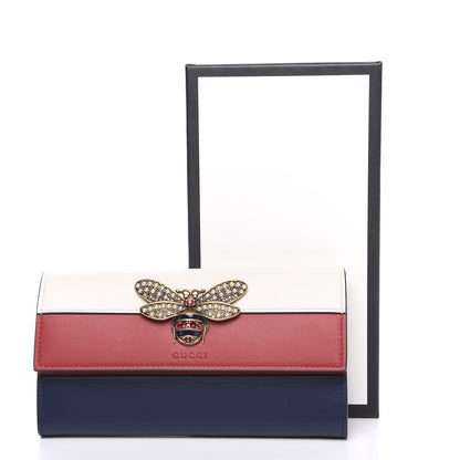 Gucci Calfskin Queen Margaret Flap Wallet Blue Agata Hibiscus Red Mystic White 7 of 7