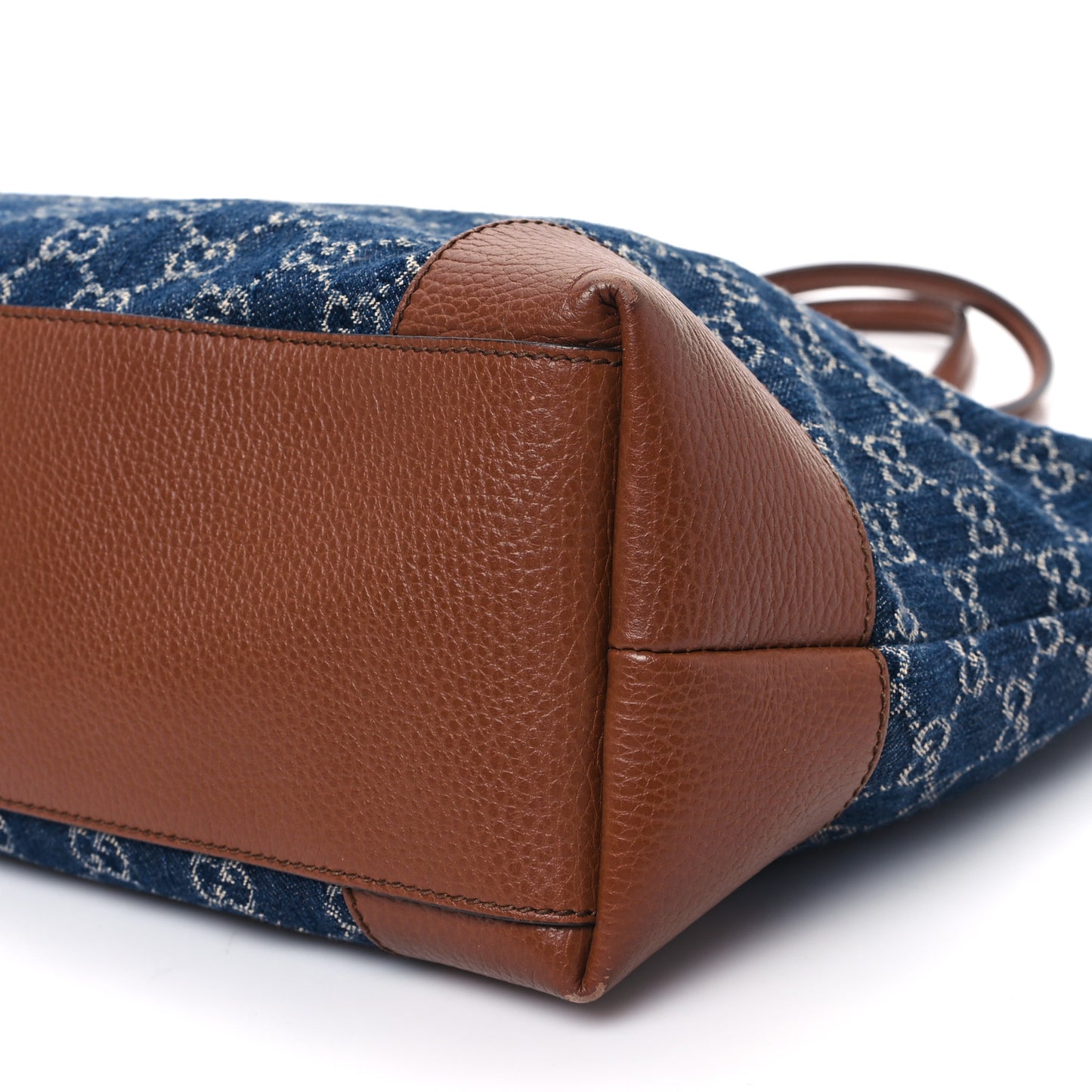 New Denim GG Monogram Medium Ophidia Shopping Tote Blue Tea Cuir