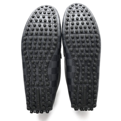 Louis Vuitton Mens Damier Graphite Hockenheim Moccasin Loafers 9 Onyx 6 of 9