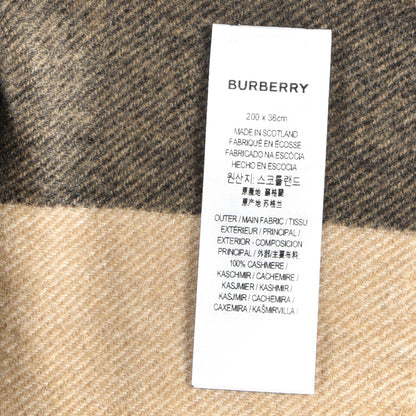 Burberry Cashmere Mega Check Fringe Scarf Camel 4 of 4
