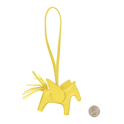 Hermes Milo Lambskin Grigri Rodeo Pegase Horse Bag Charm PM Jaune de Naples 2 of 4