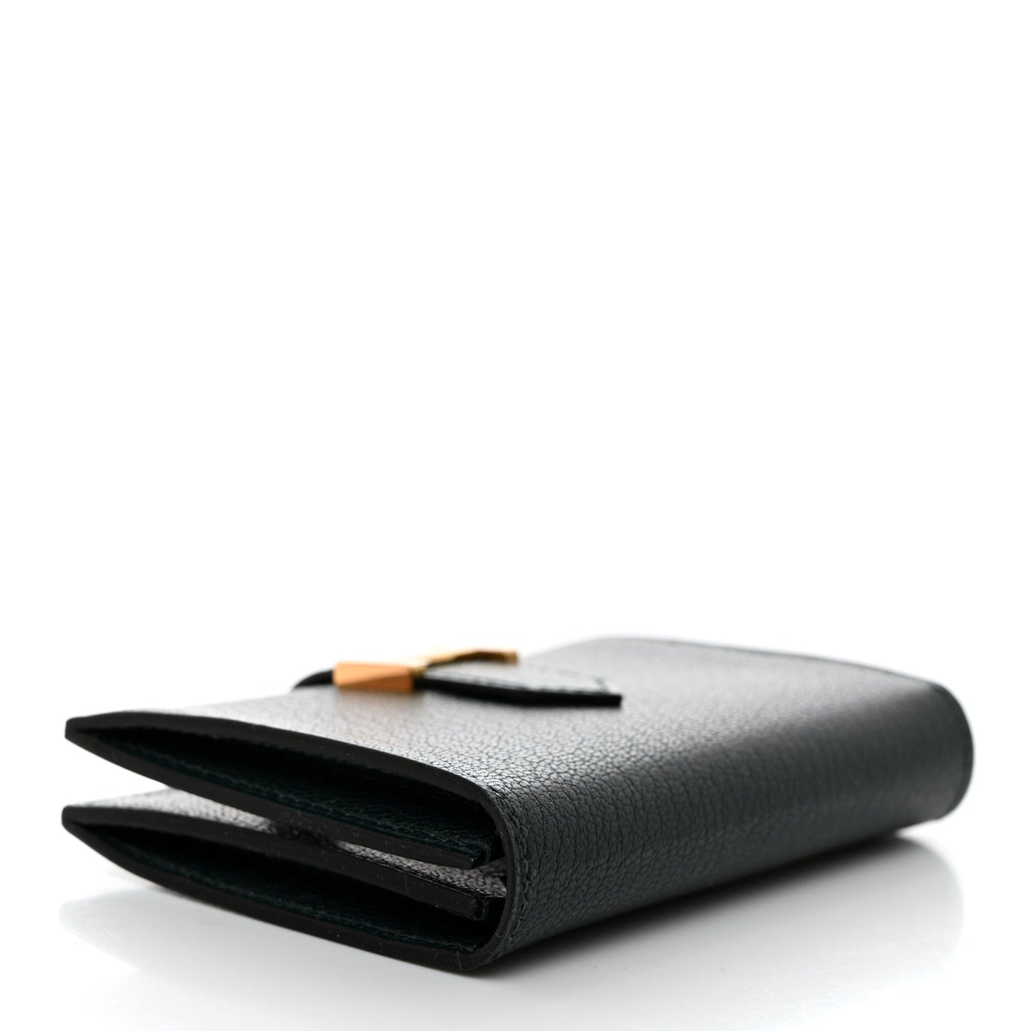 Chevre Mysore Bearn Card Holder Wallet Vert Cypress