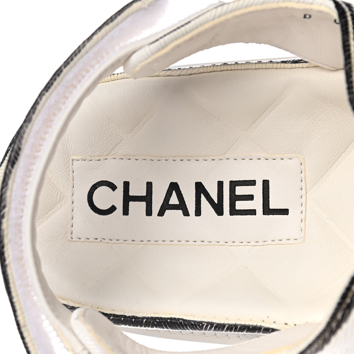 Chanel Printed Calfskin Velcro Dad Sandals 41 White Black 7 of 10