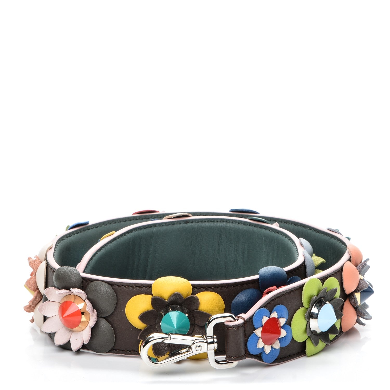 Fendi Vitello Dolce Flowerland Studded Strap You Moresco Malachite 1 of 5
