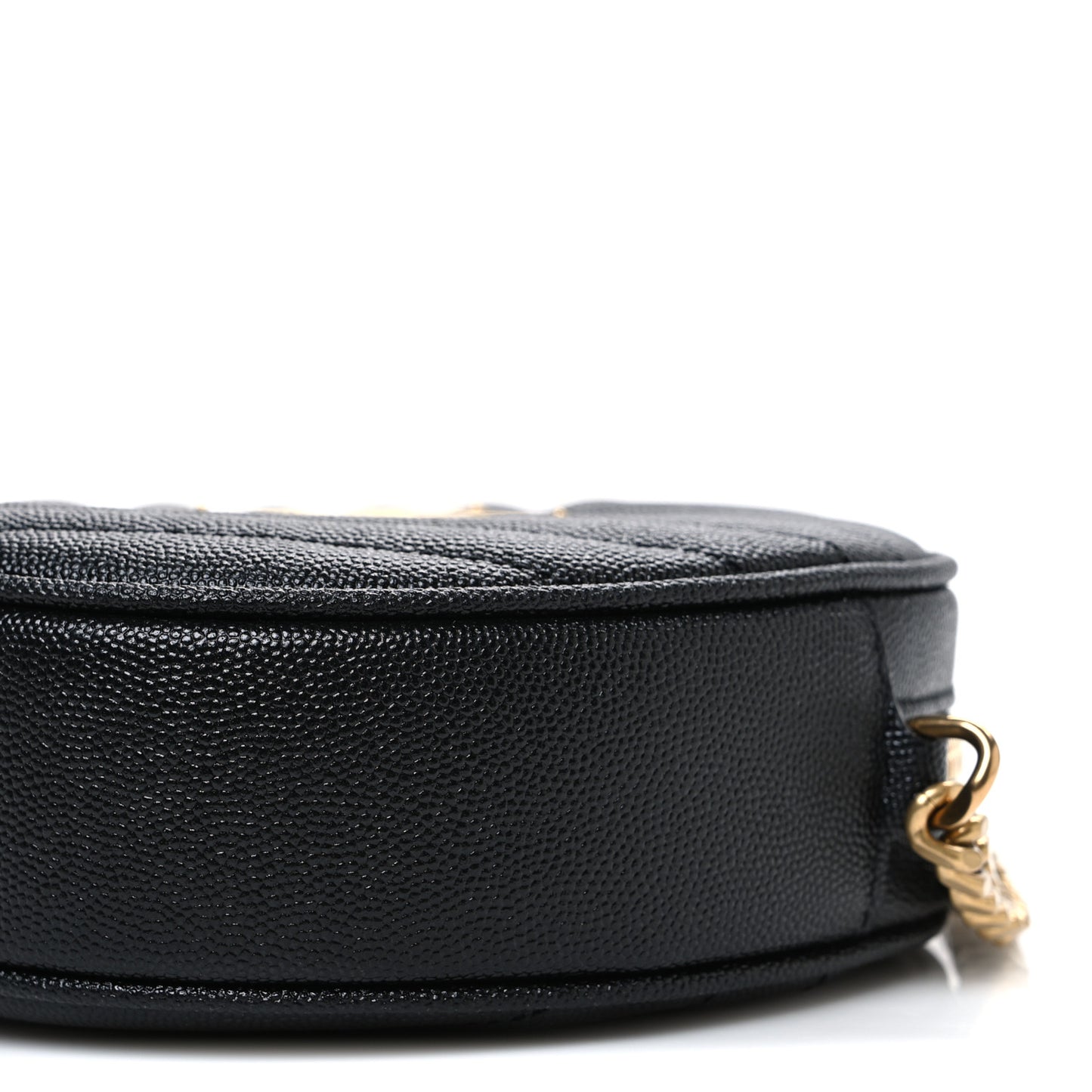 Grain De Poudre Matelasse Chevron Quilted Round Vinyle Camera Bag Black