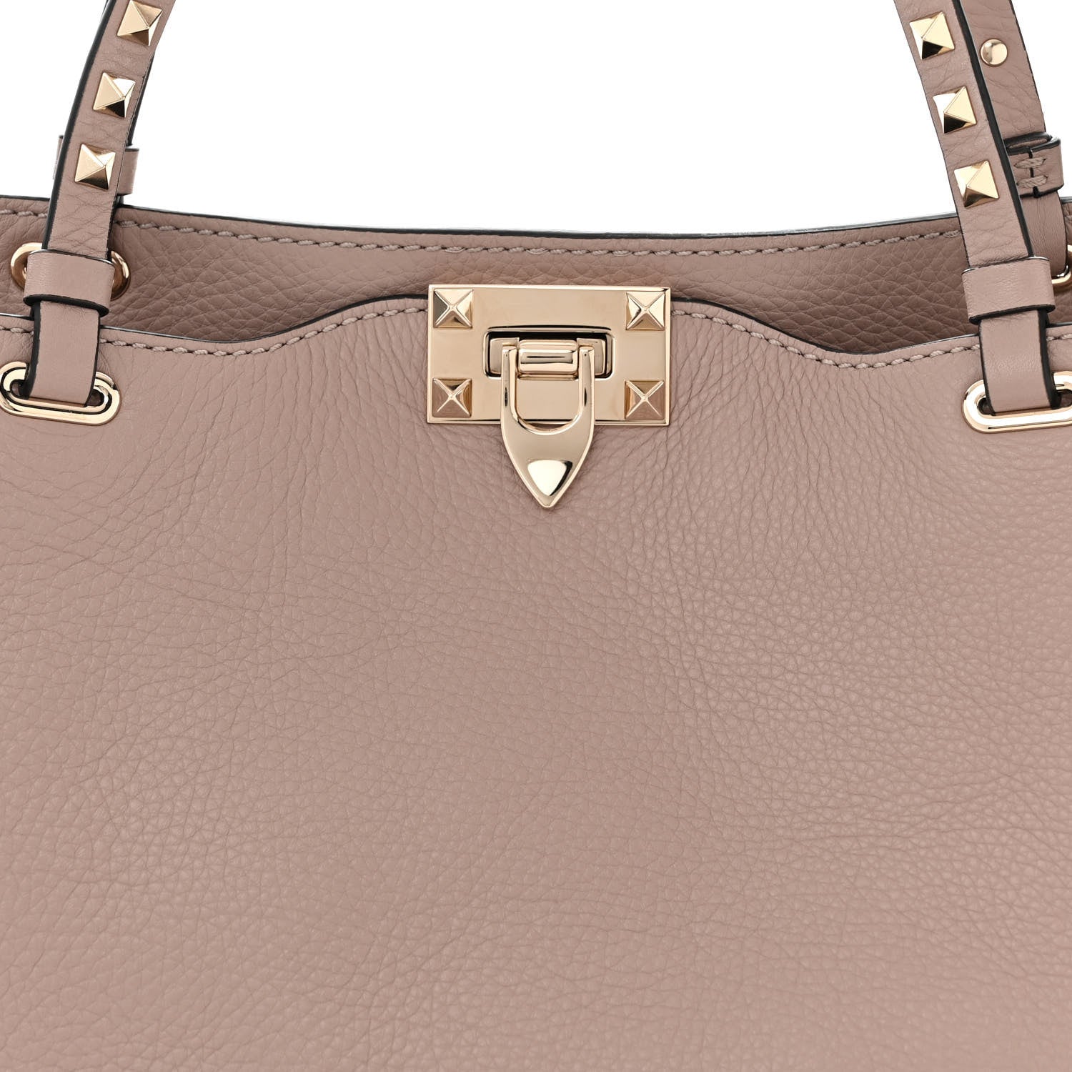 Valentino Garavani Pebbled Calfskin Medium Rockstud Tote Poudre 7 of 9