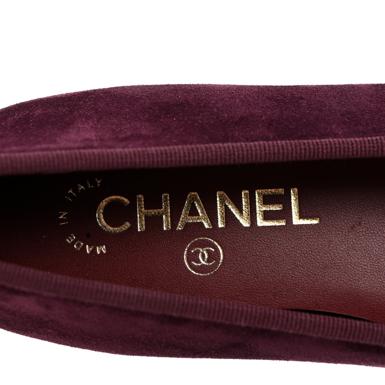 Chanel Suede Calfskin Patent Cap Toe CC Ballerina Flats 37 Burgundy 8 of 10