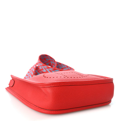 Hermes Taurillon Clemence Evelyne TPM  Rouge De Coeur Bleu Du Nord 3 of 9