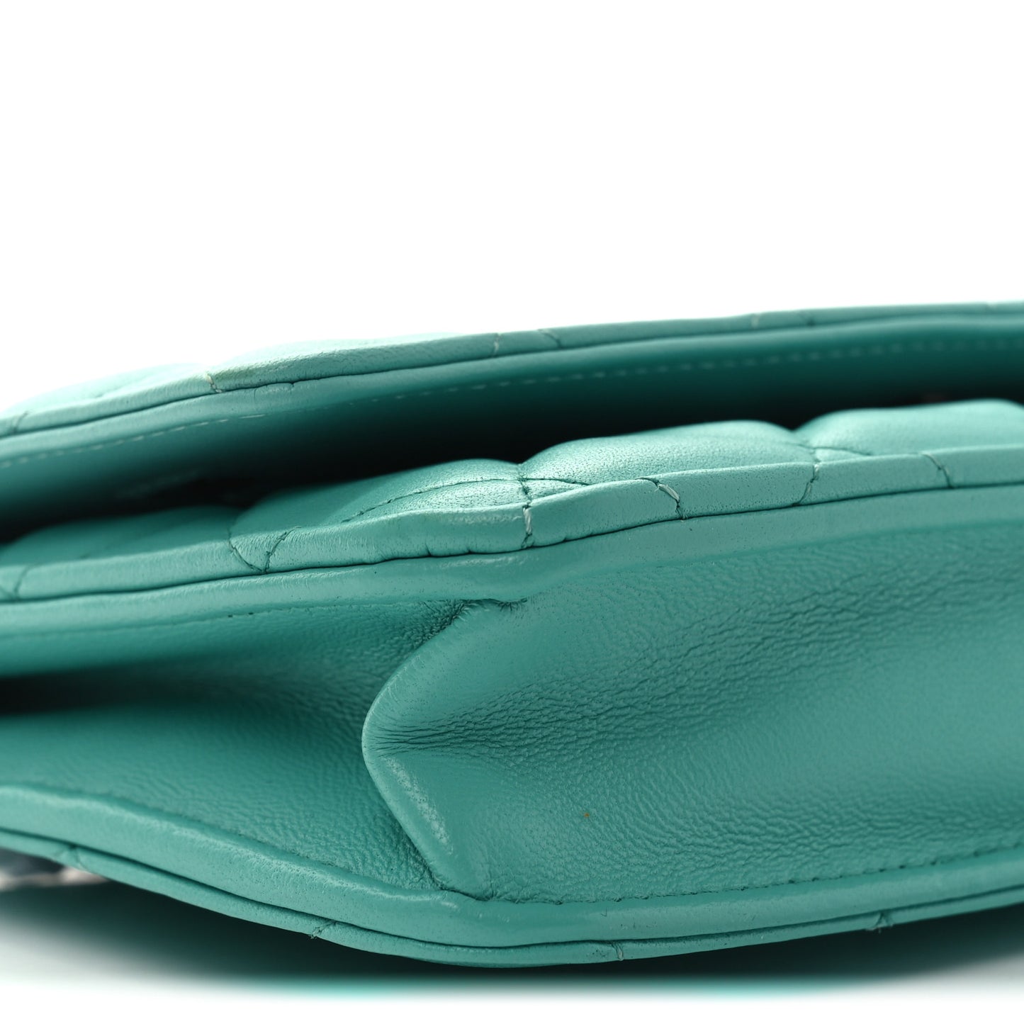 Lambskin Quilted Wallet On Chain WOC Turquoise