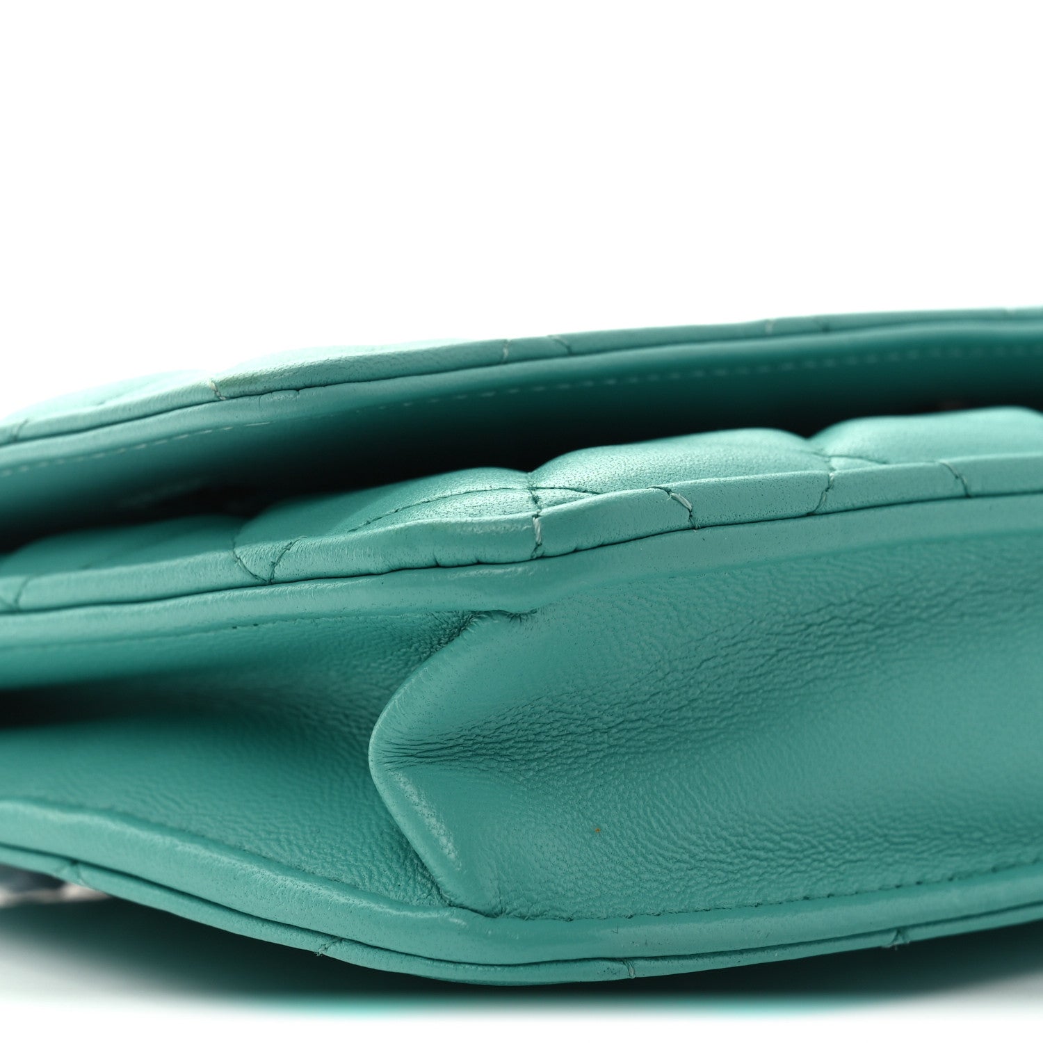 Chanel Lambskin Quilted Wallet On Chain WOC Turquoise 10 of 12