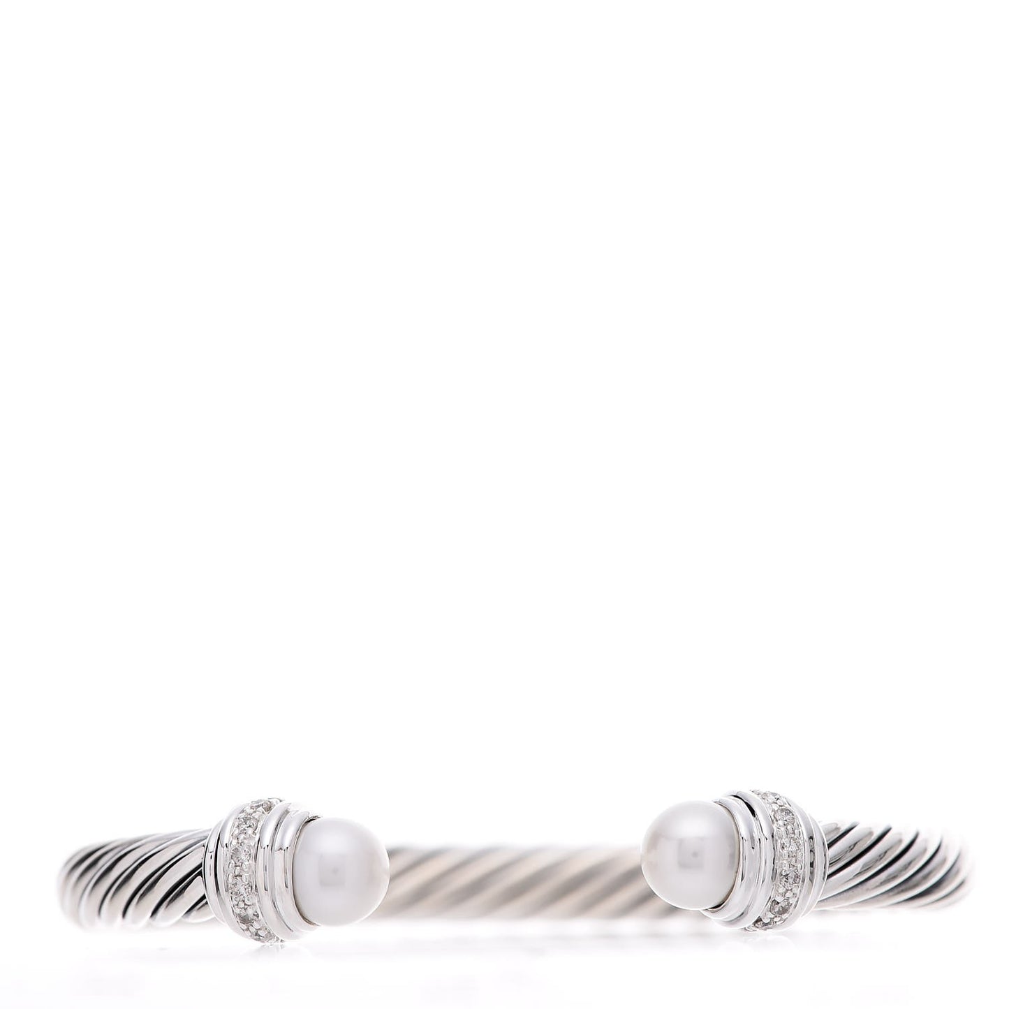 Sterling Silver Diamond Pearl 7mm Cable Classics Bracelet