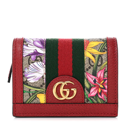 Gucci GG Supreme Monogram Flora Web Ophidia Card Case Red 1 of 8