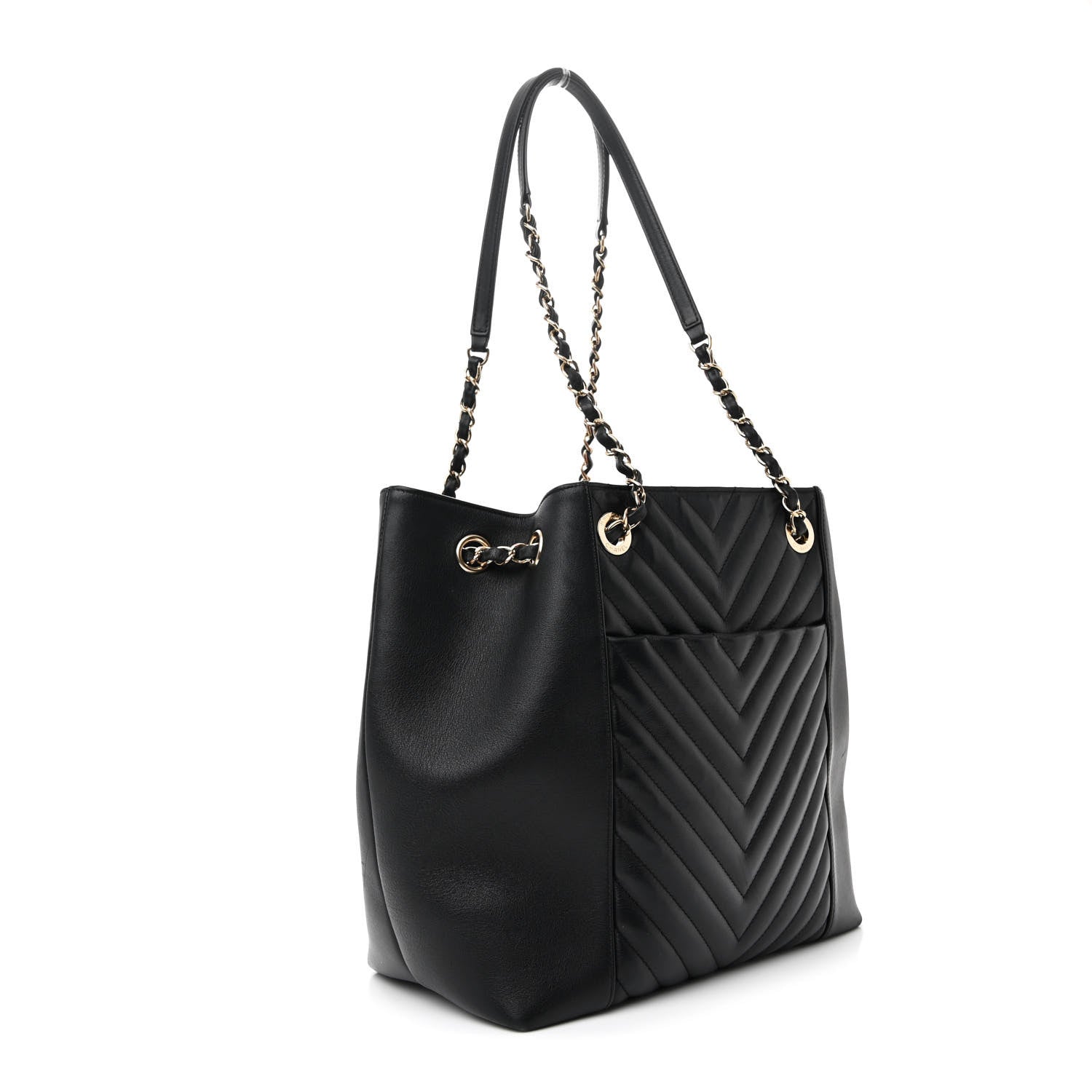 Chanel Calfskin Quilted Large Daily Shopping Bag Black 3 of 13