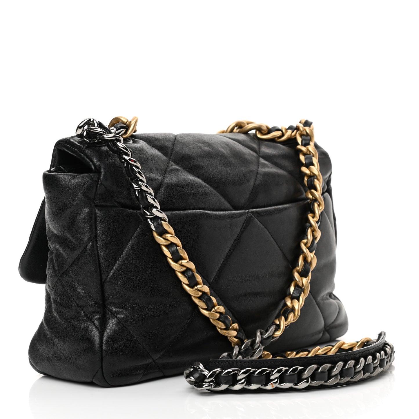 Goatskin Quilted Large Chanel 19 Flap Black