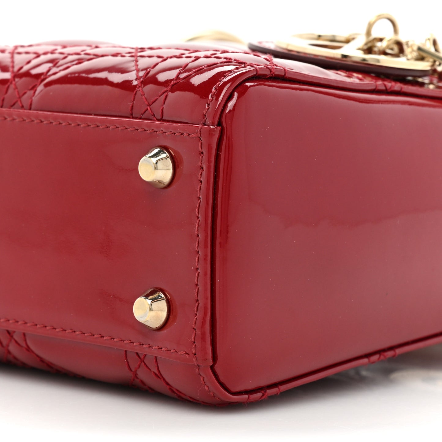 Patent Cannage Mini Lady Dior Red