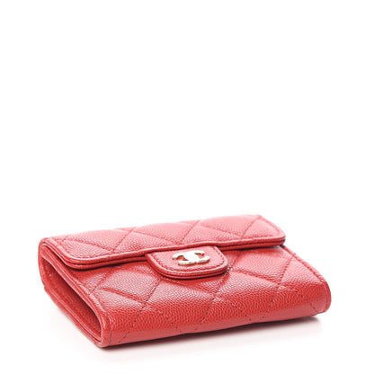 Chanel Caviar Quilted Flap Card Holder Wallet Red 3 of 8