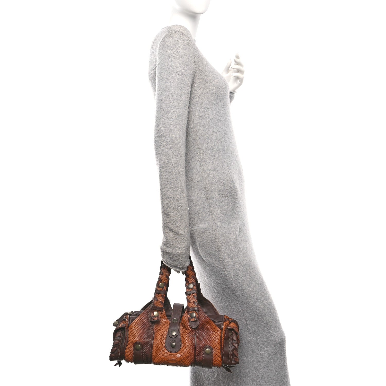 Chloe Snakeskin Silverado Shoulder Bag Brown 2 of 10