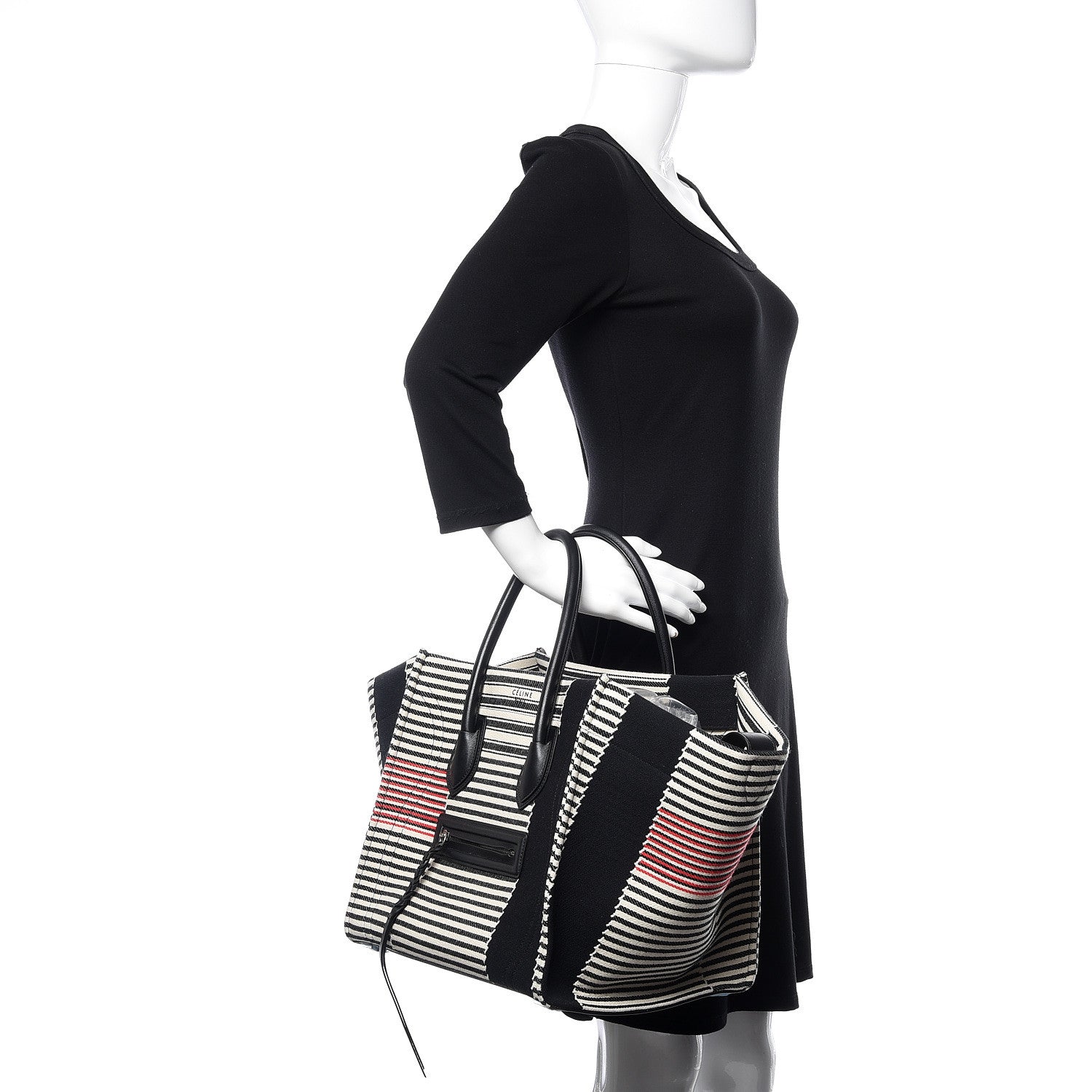 Celine Cotton Canvas Stripped Medium Phantom Luggage Multicolor 2 of 10
