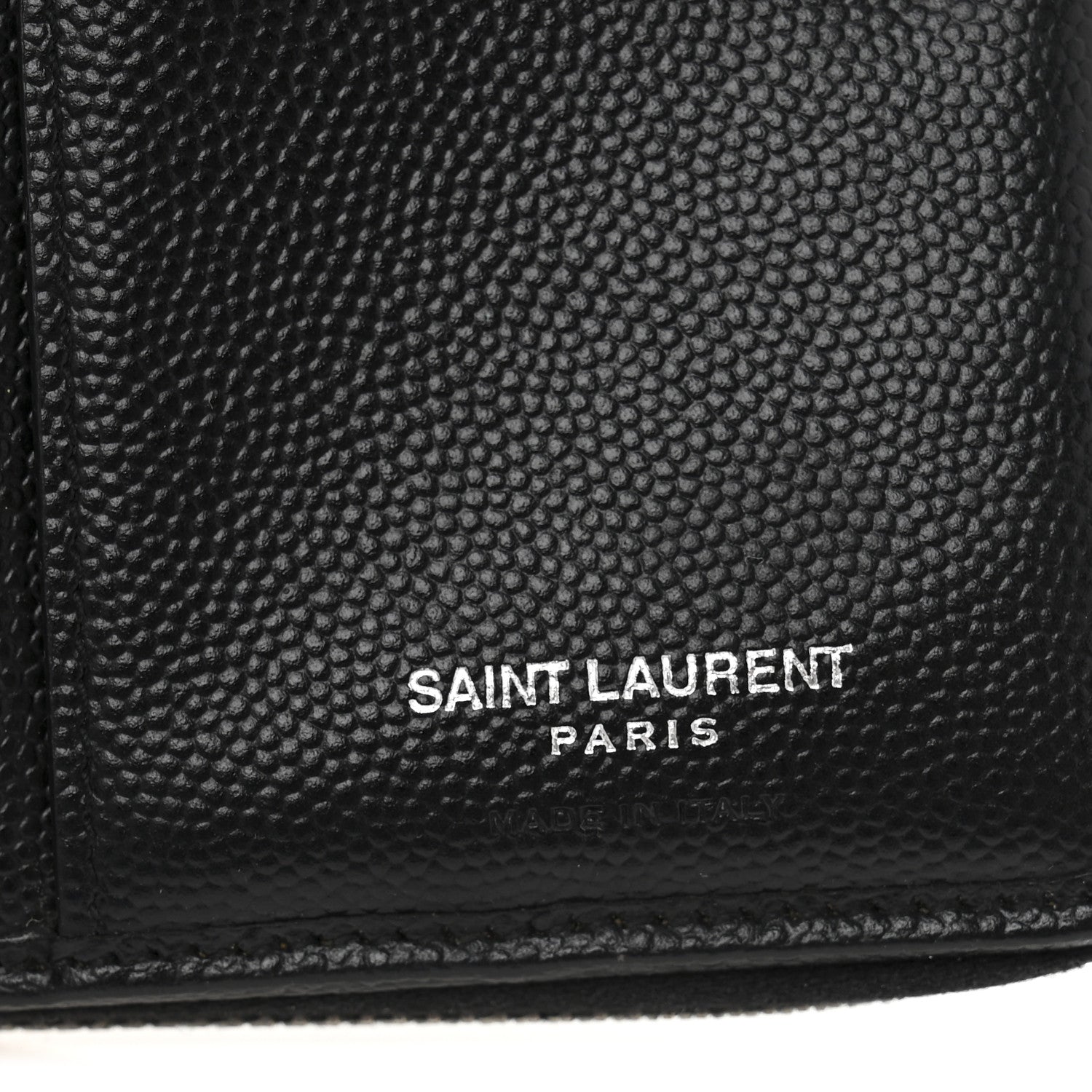 Saint Laurent Grain De Poudre Matelasse Chevron Monogram Compact Zip Around Wallet Black 6 of 11
