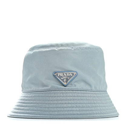 Prada Re-Nylon Metal Triangle Logo Womens Bucket Hat M Celeste 3 of 8