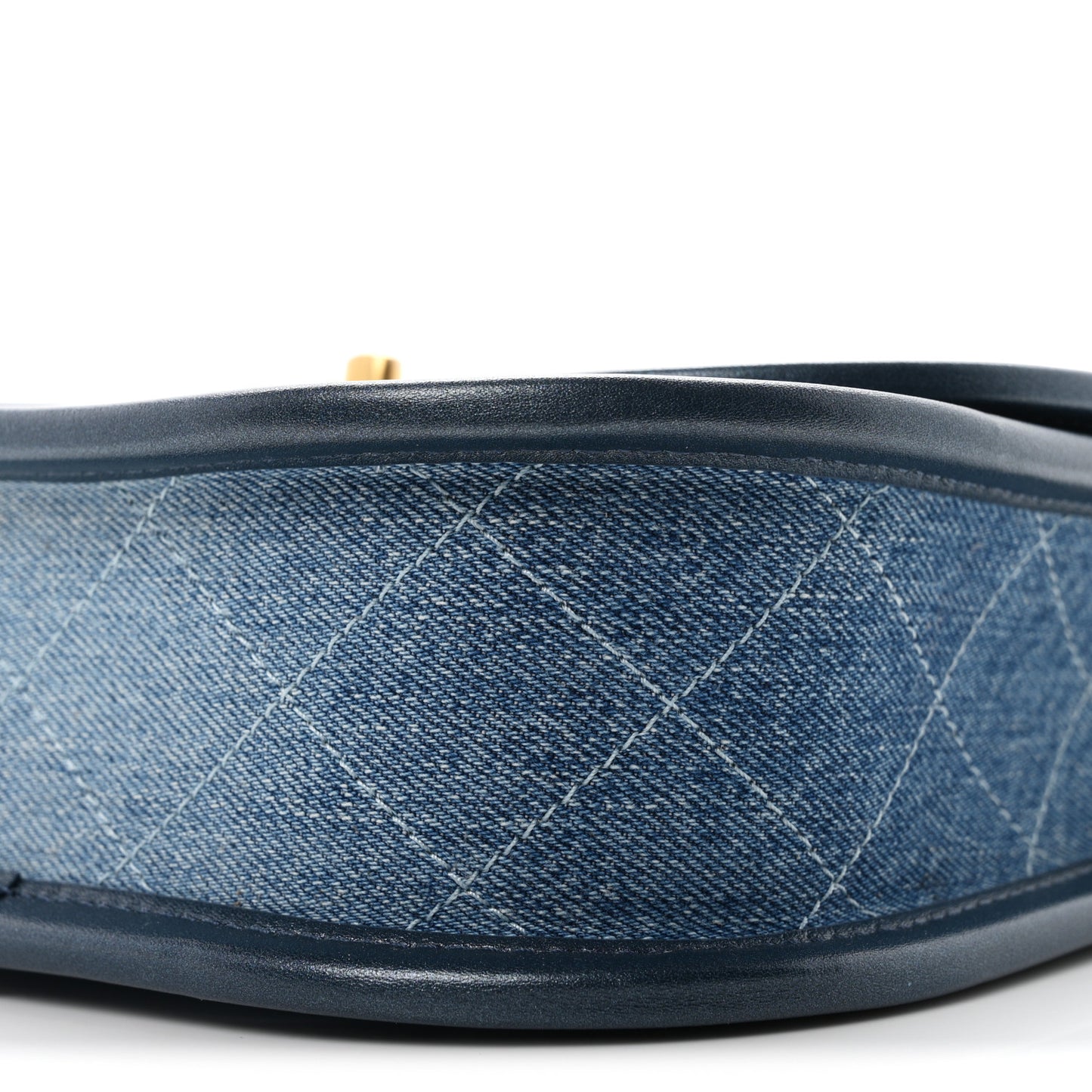 Washed Denim Quilted Small Messenger Flap Blue