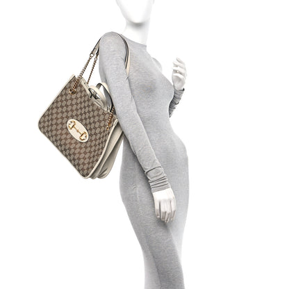 Gucci Monogram Calfskin Medium Horsebit 1955 Tote Bag Beige Mystic White 2 of 11