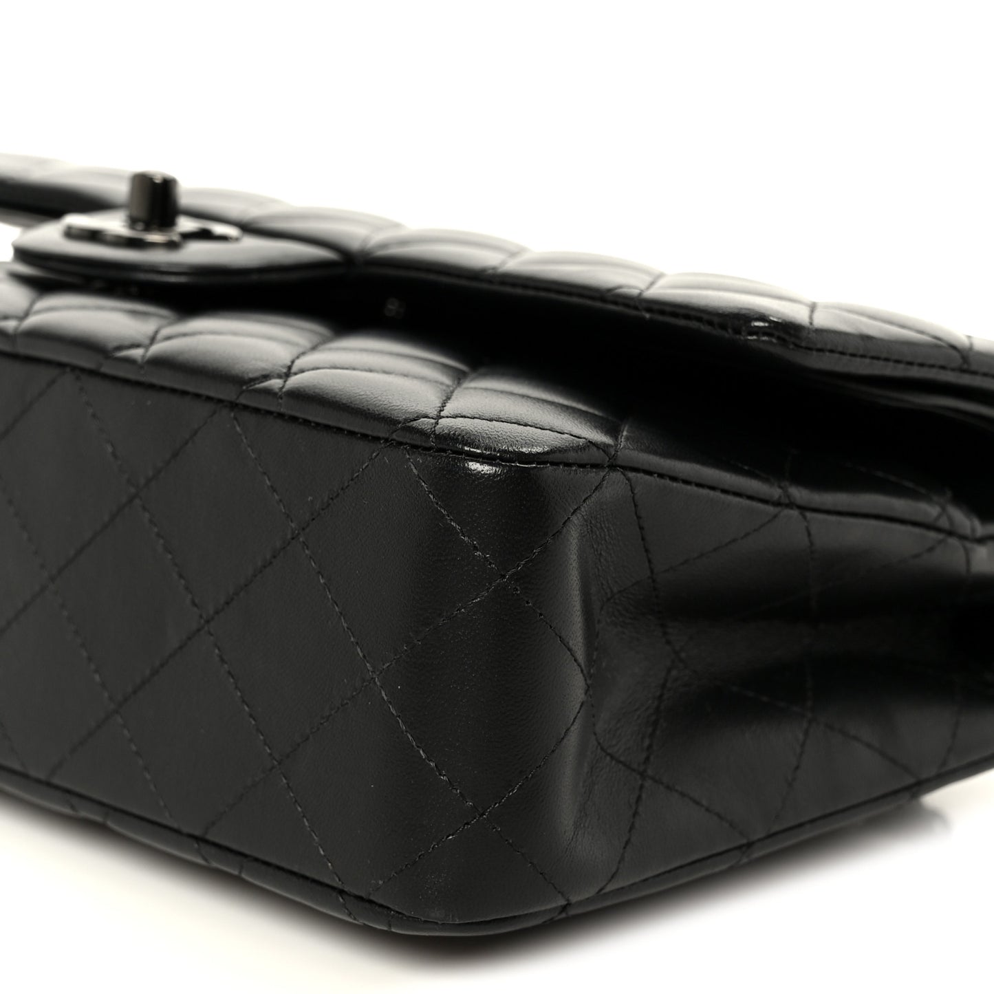 Lambskin Quilted Medium Double Flap So Black