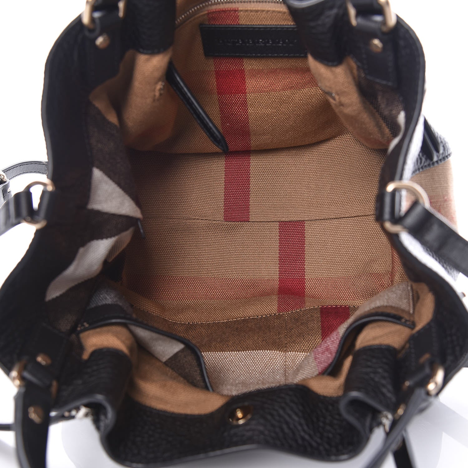 Burberry Grainy Calfskin House Check Small Maidstone Black 5 of 10