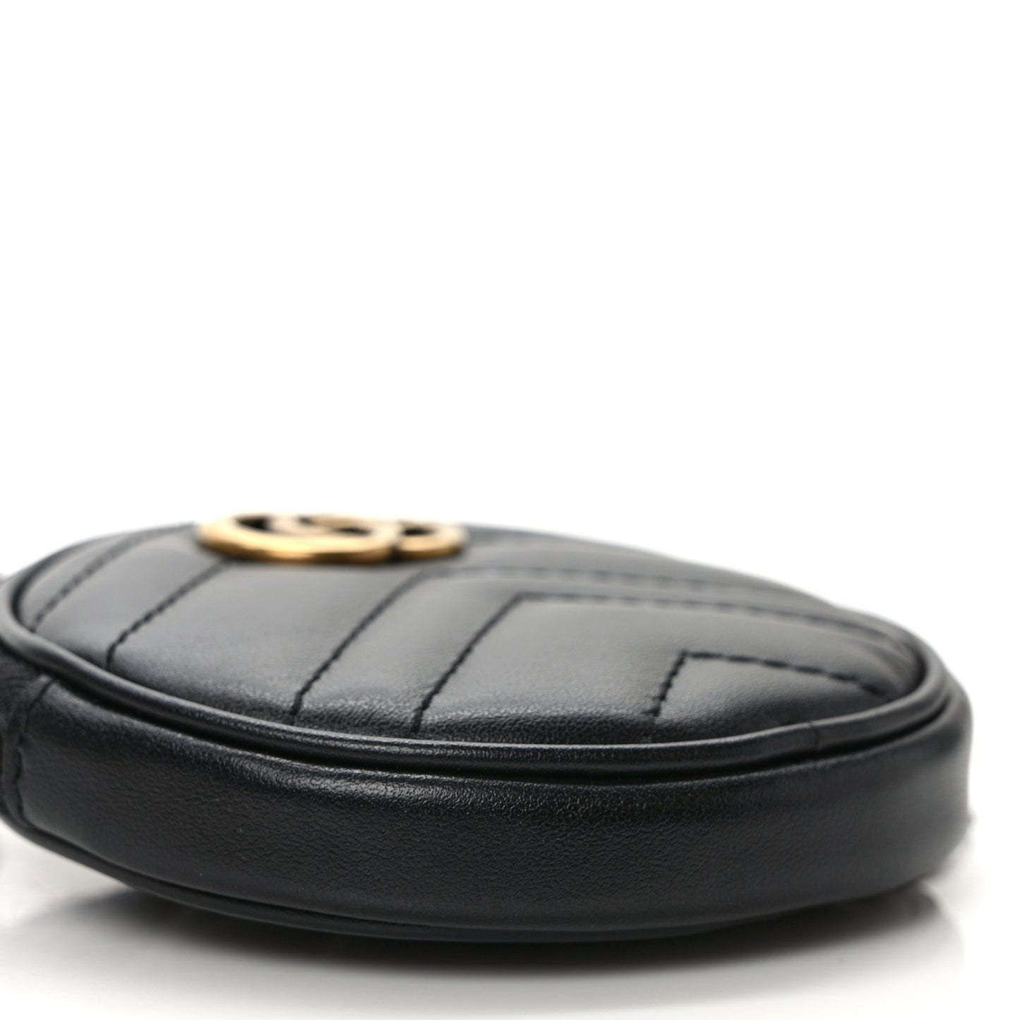 Calfskin Matelasse GG Marmont Round Mini Bag Black